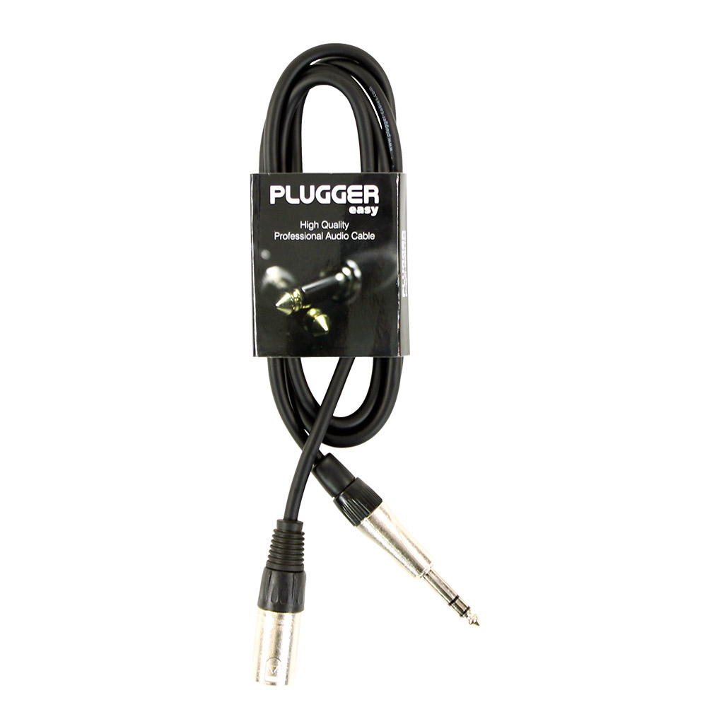 xlr-male-3p-jack-male-stereo-15m-easy-ra ADAPTER CABLE XLR-JACK ST 3m PLUGGER - Image 1