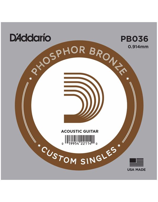 d-addario-pb036-chordi-kitharas-enlarge D'Addario PB036 Χορδή Ακουστικής Κιθάρας .036" Phosphor Bronze - Image 1