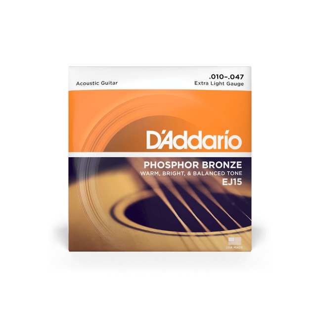 7010 D'addario EJ 15 Custom Light, Phosphor Bronze Acoustic Guitar Strings 10-47 - Image 1