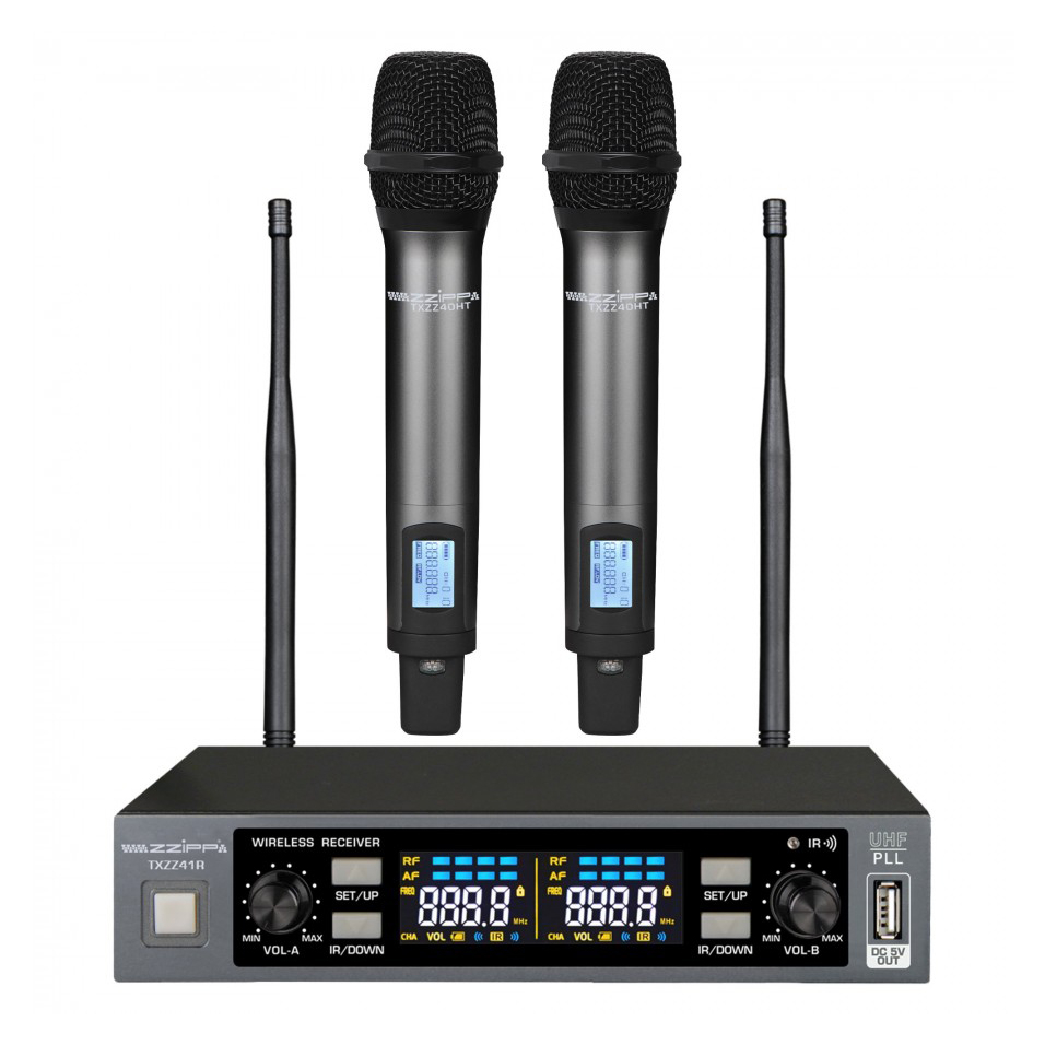 txzz401 ZZiPP TXZZ412 | Σετ Διπλός Δέκτης & 2x Ασύρματα Μικρόφωνα Χειρός 606-630MHz - Image 1