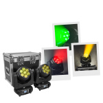 EVOLITE EVOWASH 725CRZ SET | Ζεύγος Κινούμενες Κεφαλές Wash 7x25W RGBW Leds με Flightcase