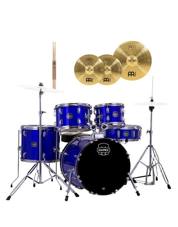 mapex-comet-fusion-indigo-blue-akoustiko-drum-set-me-vaseis-bagketes-kai-piatinia-meinl-enlarge MAPEX Comet Fusion Indigo Blue Ακουστικό Drum Set με Βάσεις, Μπαγκετες και Πιατίνια Meinl - Image 1